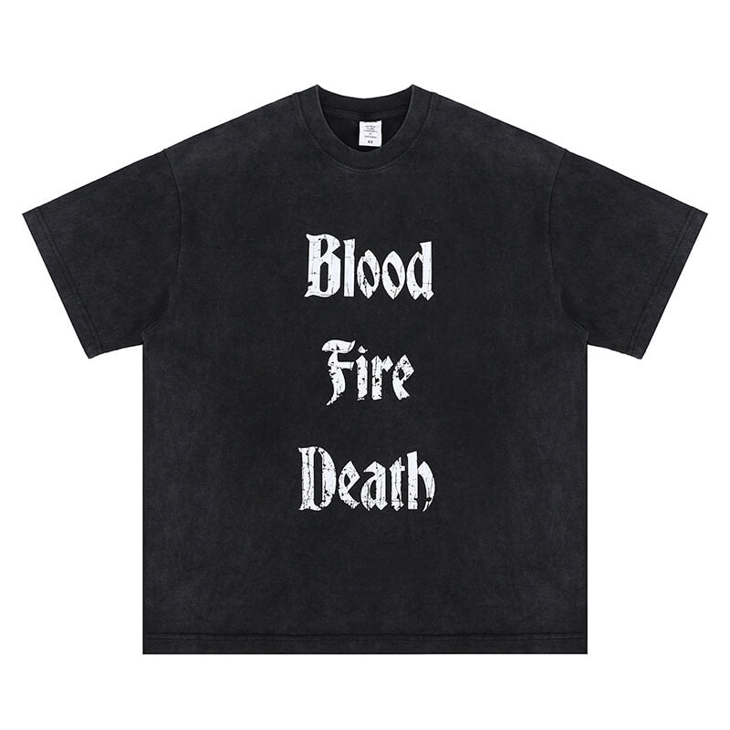Bathory Blood Fire Death Graphic T-Shirt Flat Lay View