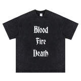 Bathory Blood Fire Death Graphic T-Shirt Flat Lay View