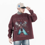 Front view of a model wearing a bear pure cotton long sleeve graphic T-shirt.
