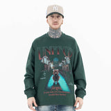 Front view of a model wearing a bear pure cotton long sleeve graphic T-shirt.