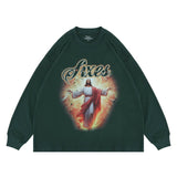 Flat lay of a bear pure cotton long sleeve graphic T-shirt.