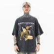 Front view of model wearing Beauty And The Beast Vintage Graphic T-Shirt