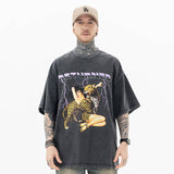 Front view of model wearing Beauty And The Beast Vintage Graphic T-Shirt