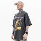 Side view of model in Beauty And The Beast Vintage Graphic T-Shirt