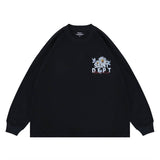 Flat lay of a washed floral long sleeve graphic T-shirt