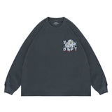 Flat lay of a washed floral long sleeve graphic T-shirt