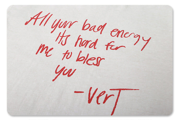 Close-up of lyric design detail on future sorry album rap graphic t shirt.