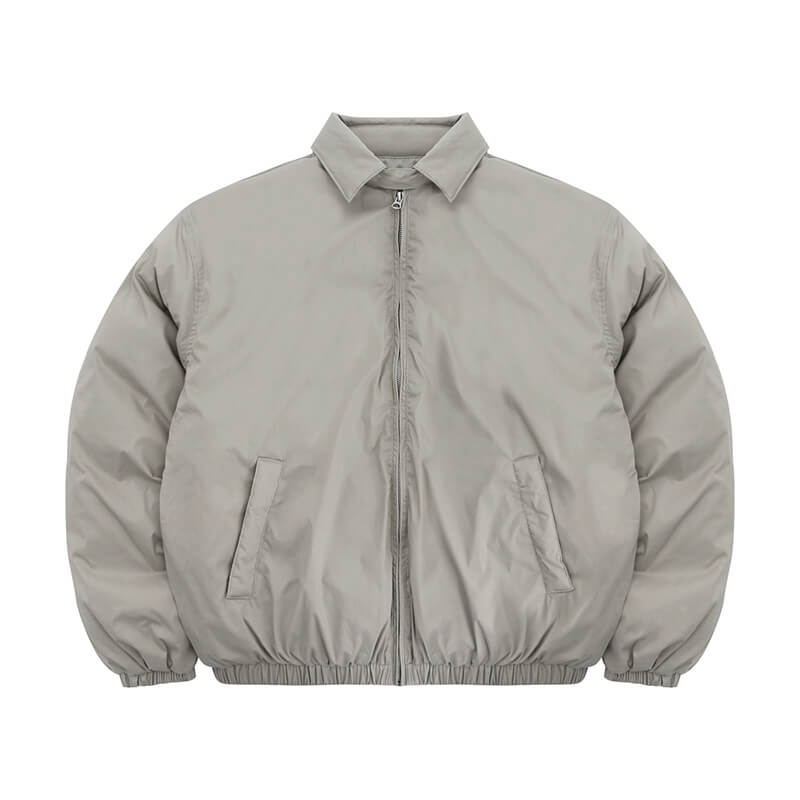 Flat lay of g9 harrington winter stand collar padded jacket.