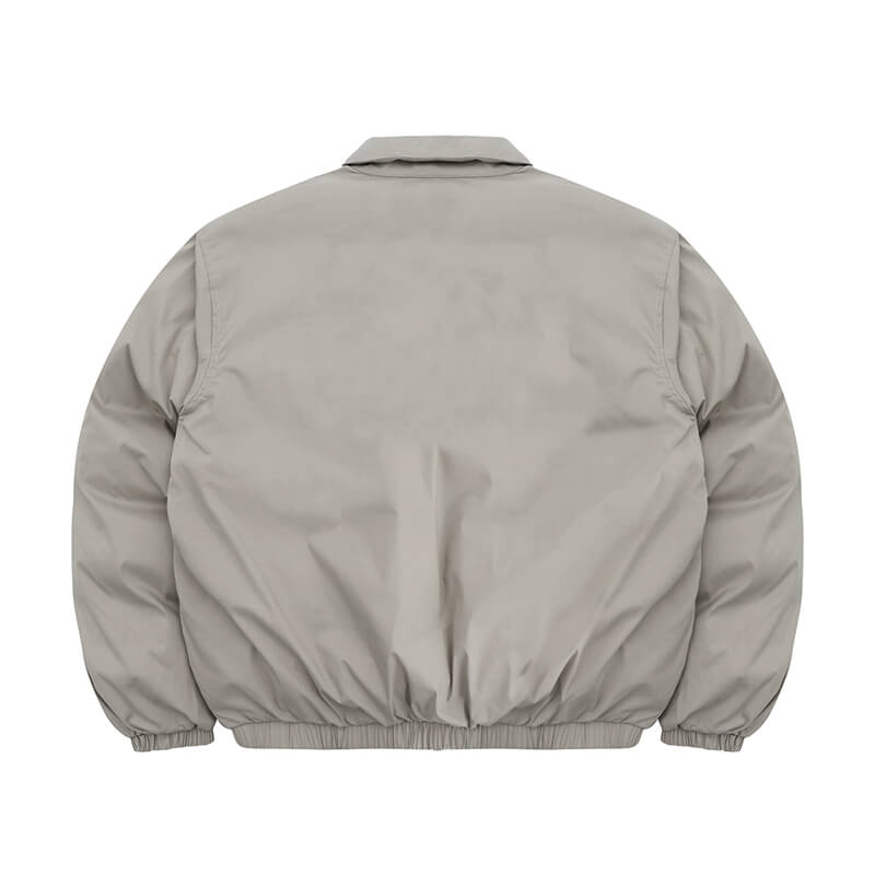 Flat lay of the back of g9 harrington winter stand collar padded jacket.