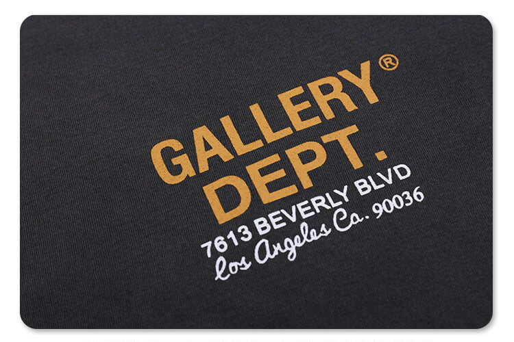 Front graphic detail of gallery dept gray car graphic t-shirt.