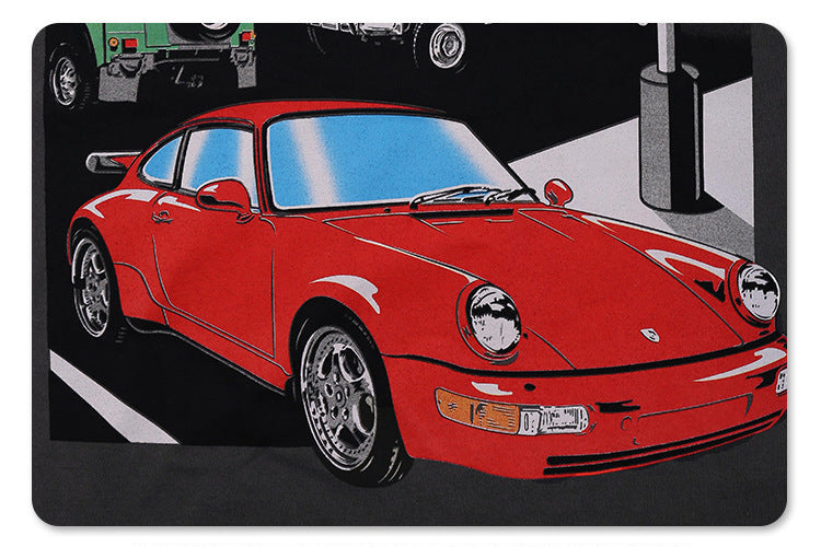 Back print detail of gallery dept gray car graphic t-shirt.