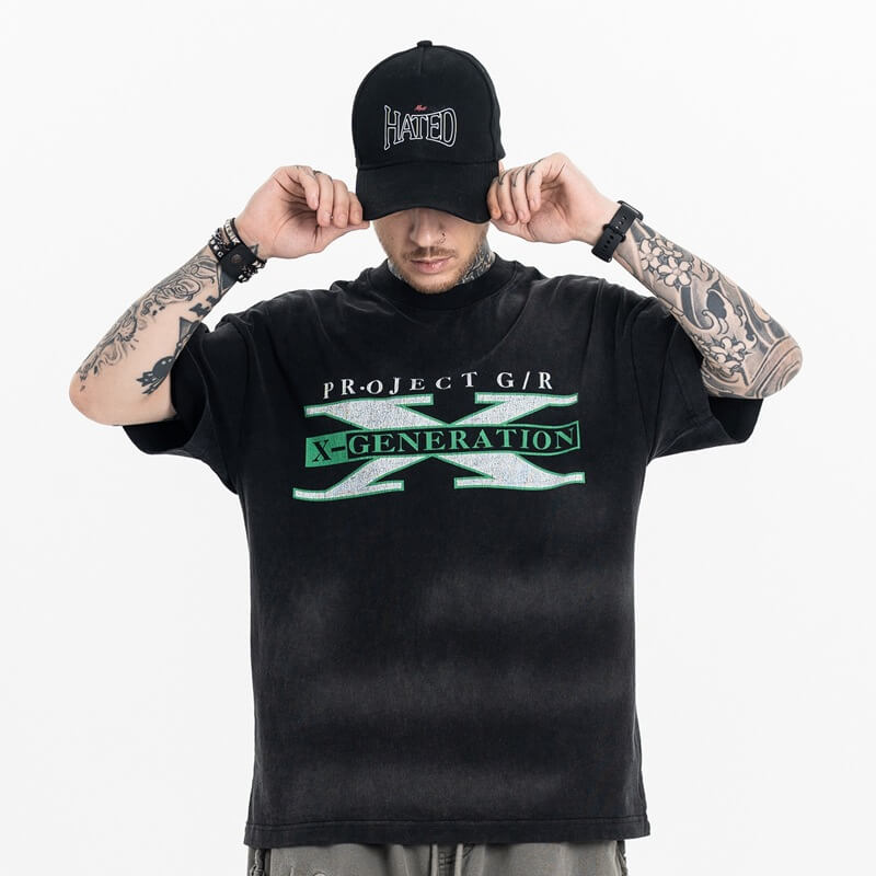 Model wearing Generation X graphic T-shirt front view