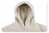 Close-up of hoodie cap detail on graffiti angel fleece graphic hoodie.