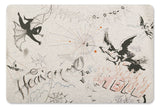 Close-up of graffiti angel graphic design on hoodie.
