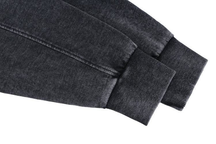 Happy friday vintage wash graphic hoodie sleeve detail.
