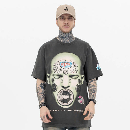 Male model wearing Hip Hop Graphic T-Shirt front view