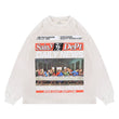 "The Last Supper" Oversized Vintage Wash Graphic CrewNeck Long Sleeve T-Shirt