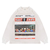 "The Last Supper" Oversized Vintage Wash Graphic CrewNeck Long Sleeve T-Shirt