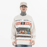"The Last Supper" Oversized Vintage Wash Graphic CrewNeck Long Sleeve T-Shirt