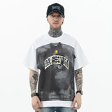 Model wearing front view of one more tee vintage street graffiti graphic t-shirt.