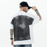 Model wearing back view of one more tee vintage street graffiti graphic t-shirt.