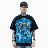Model wearing front view of one more tee vintage street graffiti graphic t-shirt.