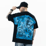 Model wearing back view of one more tee vintage street graffiti graphic t-shirt.