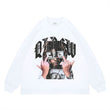Flat lay of a 'QLACW' flame logo street soft cotton long sleeve T-shirt.