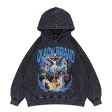 QLACW Logo Soft Vintage Wash Jesus Cross Graphic Hoodie - Flat Lay