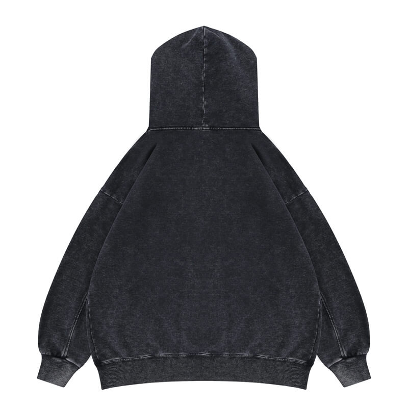 QLACW Logo Soft Vintage Wash Jesus Cross Graphic Hoodie - Flat Lay