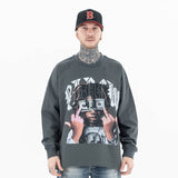 Front view of a model wearing a 'QLACW' personalized logo soft cotton long sleeve T-shirt