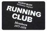 Back print detail of running club vintage graphic t-shirt.
