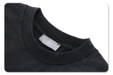 Close-up of the neckline detail on Saint Michael Kingdom Graphic T-Shirt.