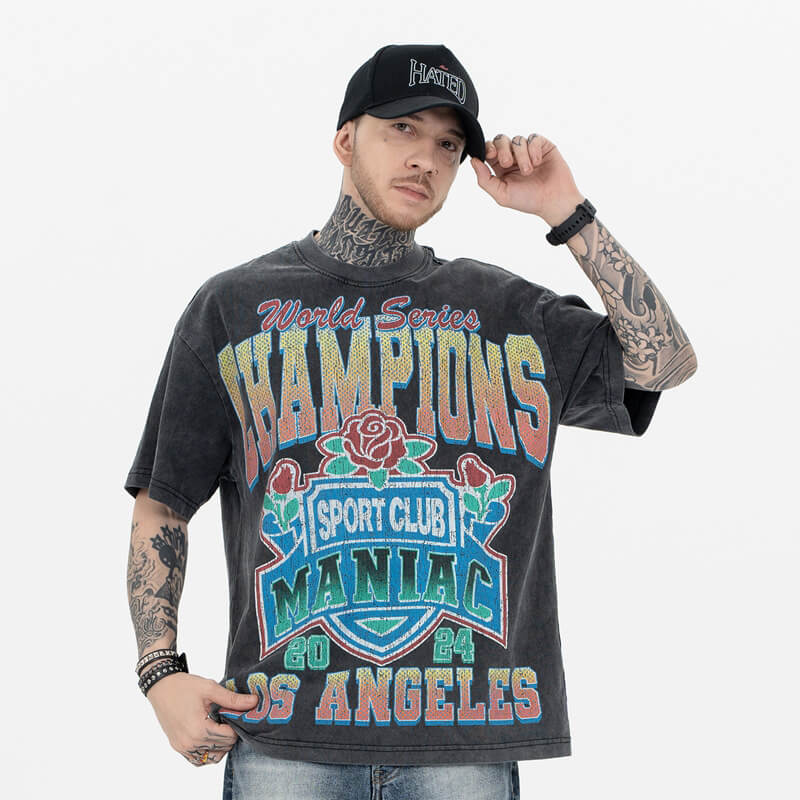 Model wearing Sport Club Champions Graphic T-Shirt front view