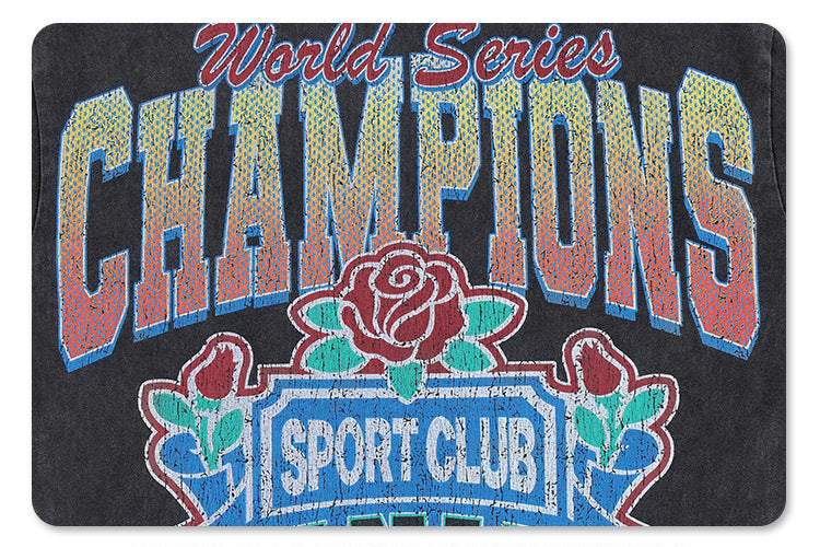 Close-up of crackle-effect graphic on Sport Club Champions T-Shirt