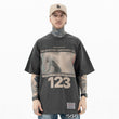 Front view of model wearing Paul Laffoley The Boston Visionary Cell T-shirt