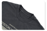 Close-up of ribbed neckline on Paul Laffoley graphic T-shirt for comfort