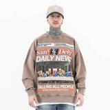 Model wearing the last supper vintage wash graphic sweatshirt front view.
