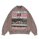 The chocolate brown last supper vintage wash graphic sweatshirt flat lay.