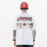 Model wearing white Vintage Comic Style Graphic T-shirt back view