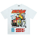 White Vintage Comic Style Graphic T-shirt laid flat full display