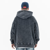 Vintage Cotton Black Graphic Hoodie - Model Wearing - Back View