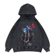 Vintage Cotton Black Graphic Hoodie - Flat Lay