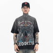 Model wearing Vintage Fun Black Basketball Graphic T-Shirt, front view.