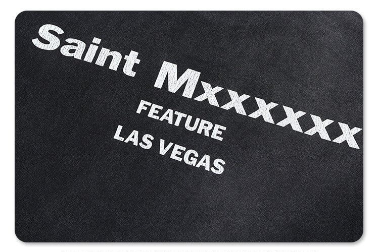Close-up of back graphic print on Vintage Letter Black Graphic T-Shirt.