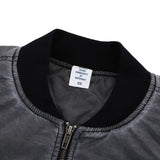 Collar detail of vintage ma1 bomber padded jacket.