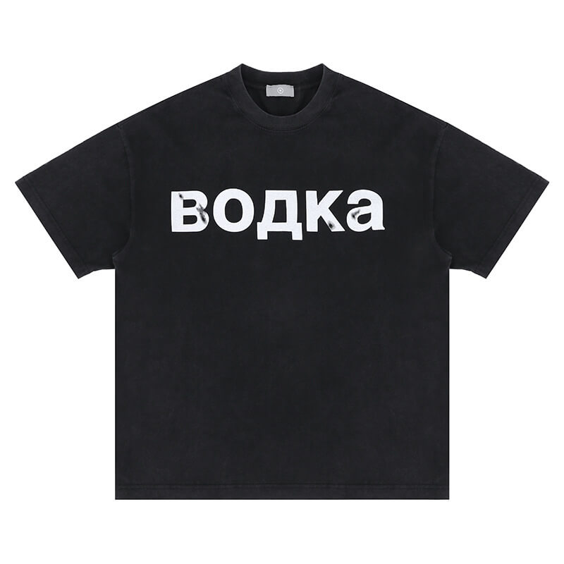 Vintage Minimal Letter Vodka Graphic T-Shirt
