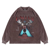 Vintage Wash Bear Alphabet Long Sleeve Graphic T-Shirt