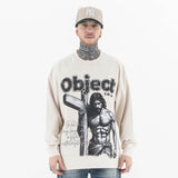 Vintage wash long sleeve graphic t-shirt worn by model front view.