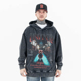 Vintage Wash Oversized Graphic Hoodie - Model Wearing - Front View